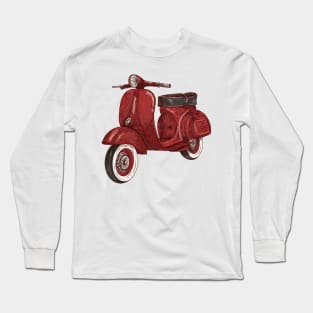 Red Retro Scooter Long Sleeve T-Shirt